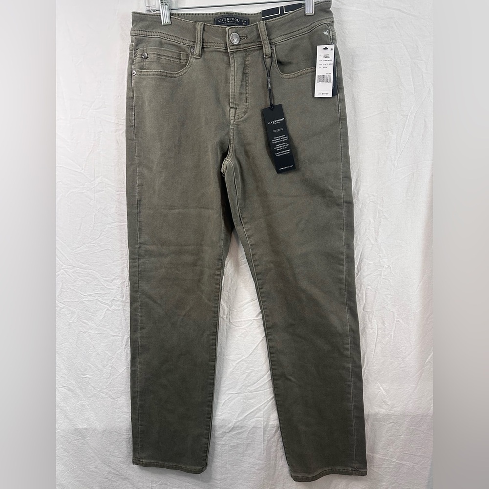 NWT Liverpool Los Angeles Men’s Regent Relaxed Straight Jeans 28x30 Pewter Green